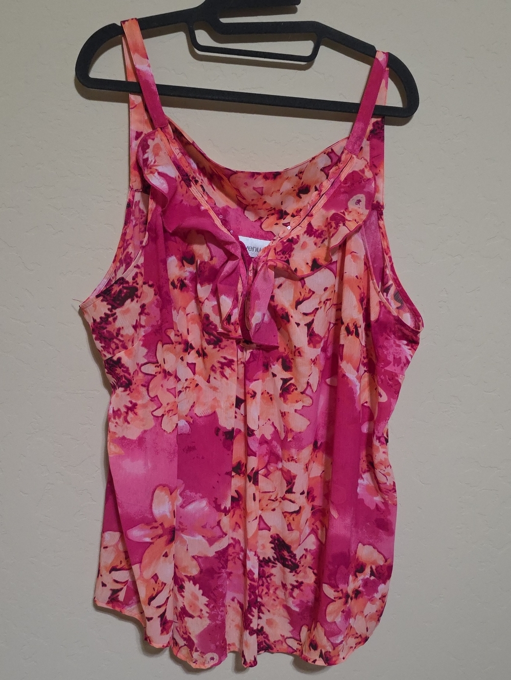 Avenue Pink & Peach Floral Ruffle-Front Camisole